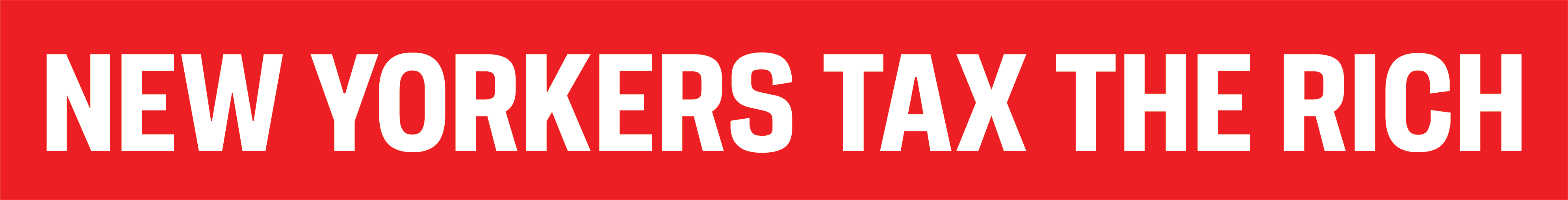 NEW YORKERS TAX THE RICH Logo, white on red